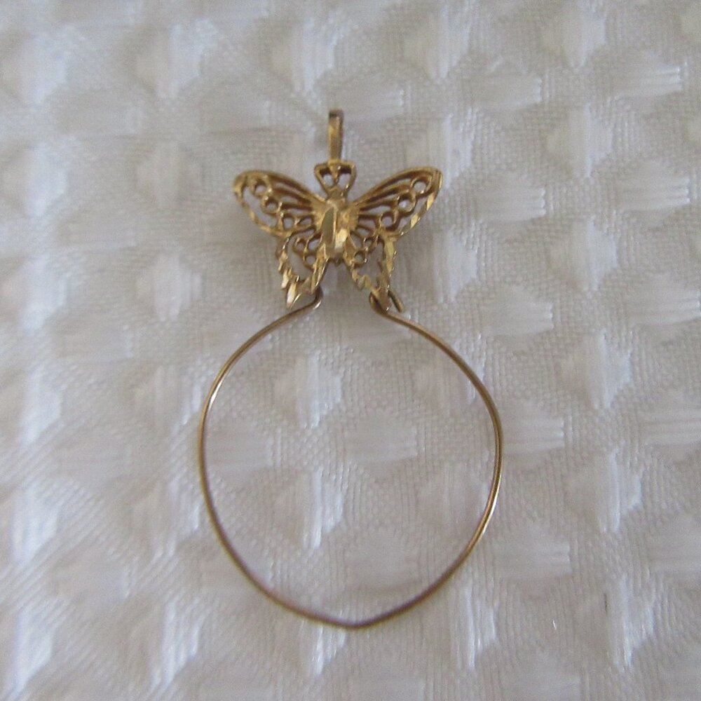 10K Yellow Gold Butterfly Charm Holder Pendant